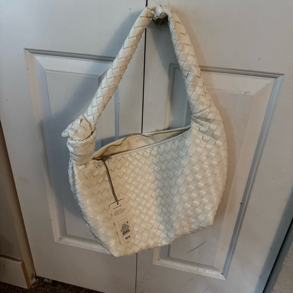 A New Day White Woven Shoulder Bag